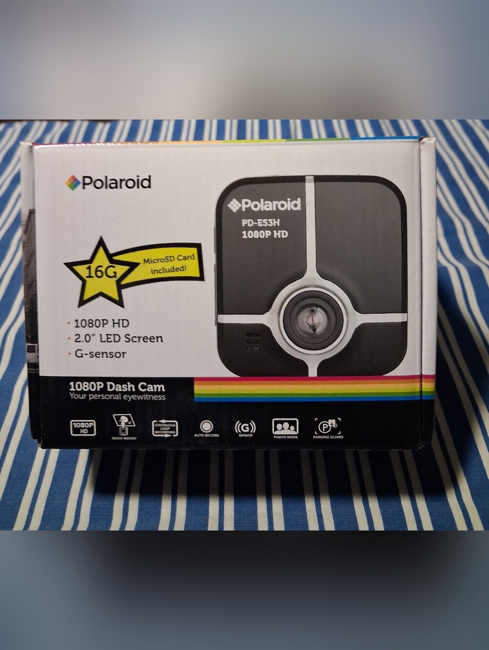 Polaroid Dash Cam with Black and Rainbow Accent
